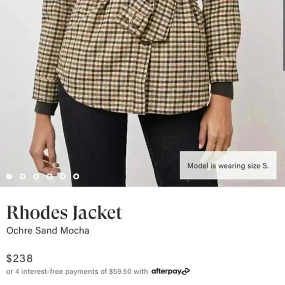 Rails Rhodes Belted Plaid Ochre Sand Mocha Flannel Wool Jacket Size Large - Picture 12 of 12